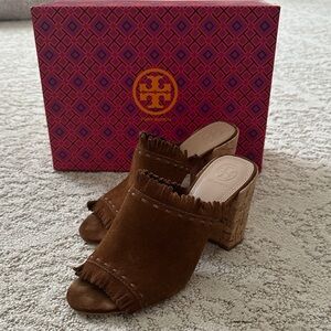 Tory Burch Fringe Brown Mules